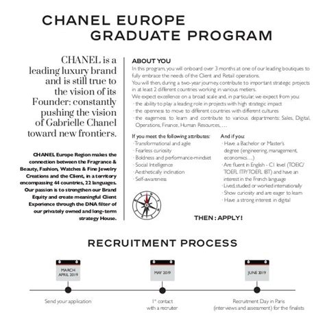 chanel europe graduate program 2019|Chanel careers.